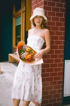 Floral Print Halter Midi Dress