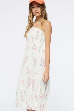 Floral Print Halter Midi Dress