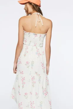 Floral Print Halter Midi Dress