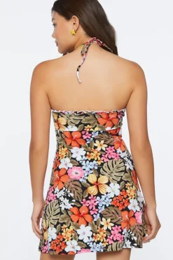 Floral Print Halter Mini Dress