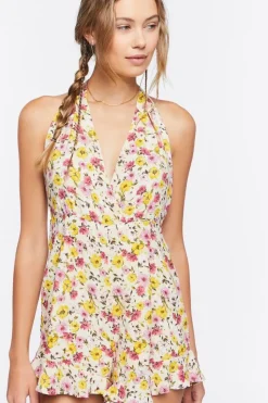 Floral Print Halter Romper