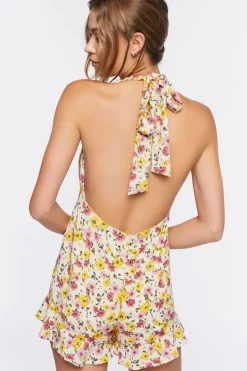 Floral Print Halter Romper