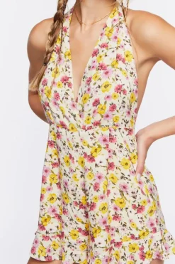 Floral Print Halter Romper