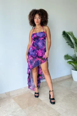 Floral Print High-Low Dress