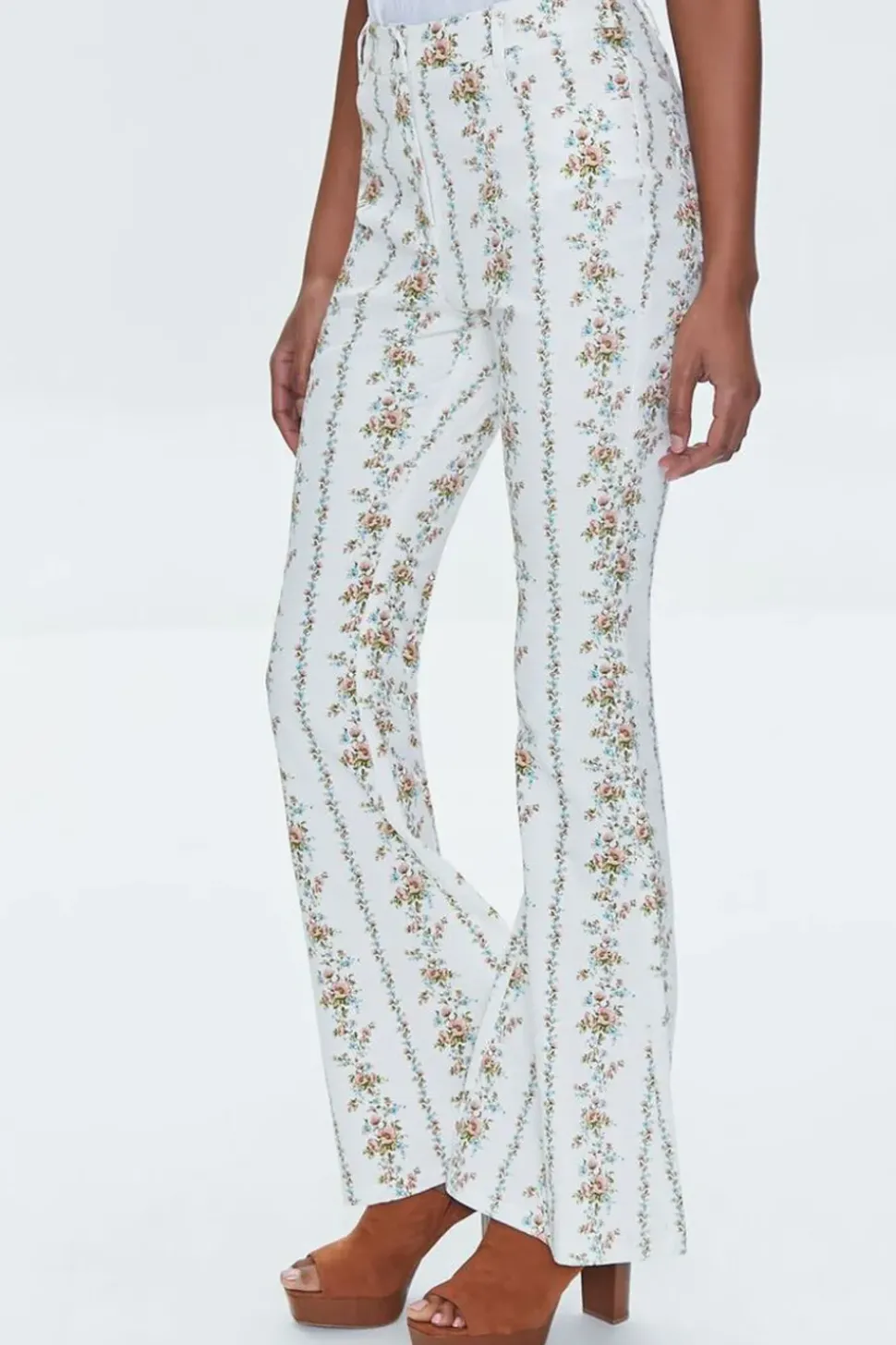 Floral Print High-Rise Flare Pants