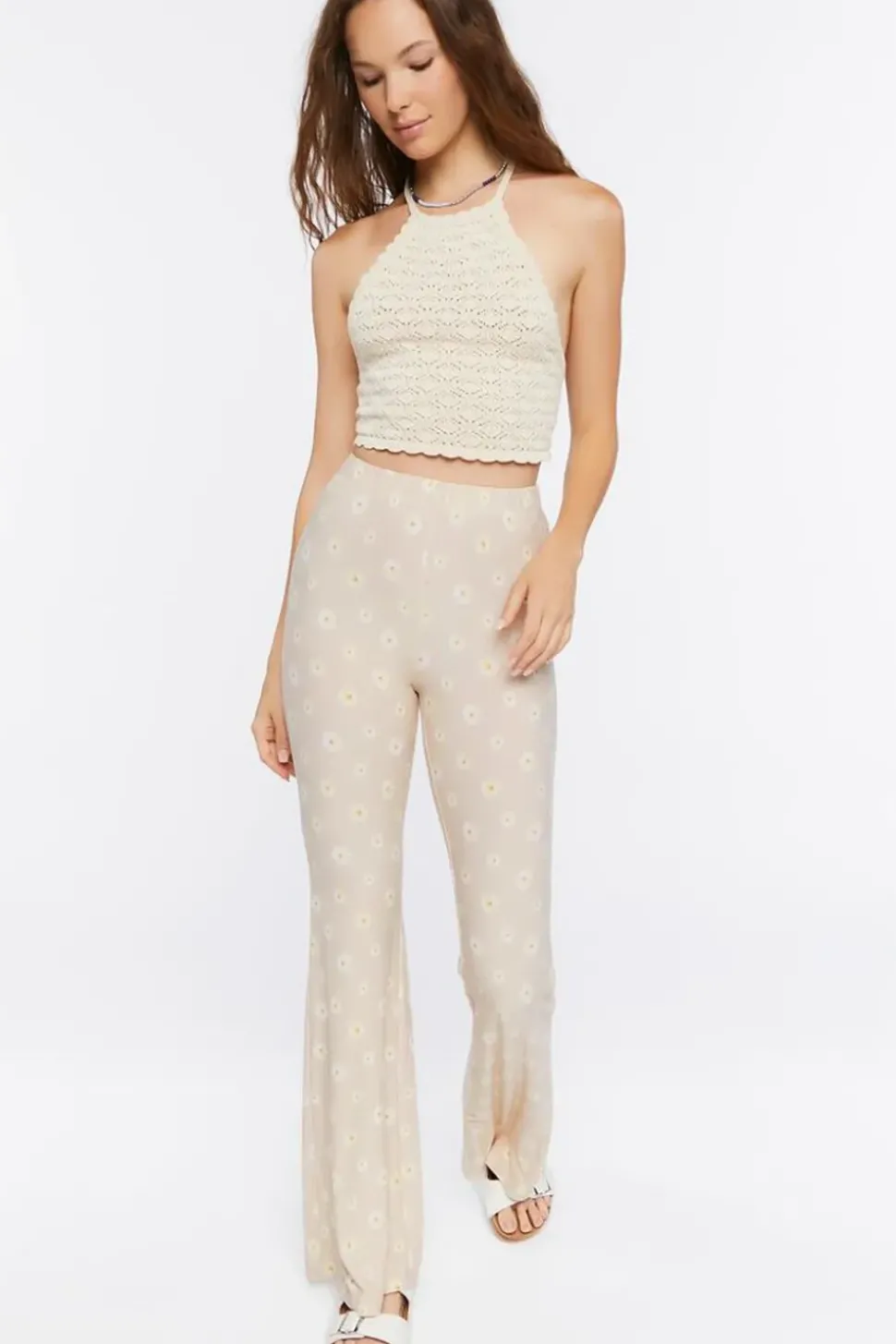 Floral Print High-Rise Flare Pants