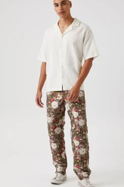 Floral Print Jacquard Pants