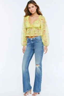 Floral Print Lace Crop Top