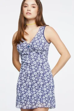 Floral Print Mesh Mini Dress