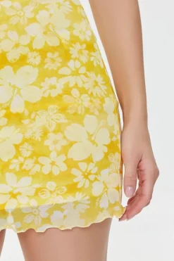 Floral Print Mesh Mini Skirt