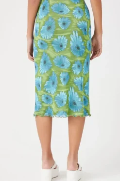 Floral Print Mesh Skirt