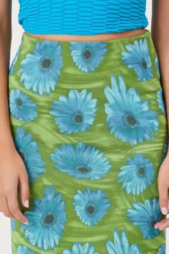 Floral Print Mesh Skirt
