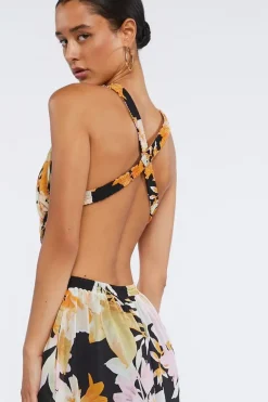 Floral Print O-Ring Maxi Dress