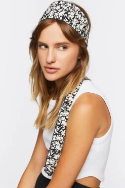 Floral Print Pearl Head Scarf
