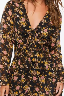 Floral Print Peasant Sleeve Dress
