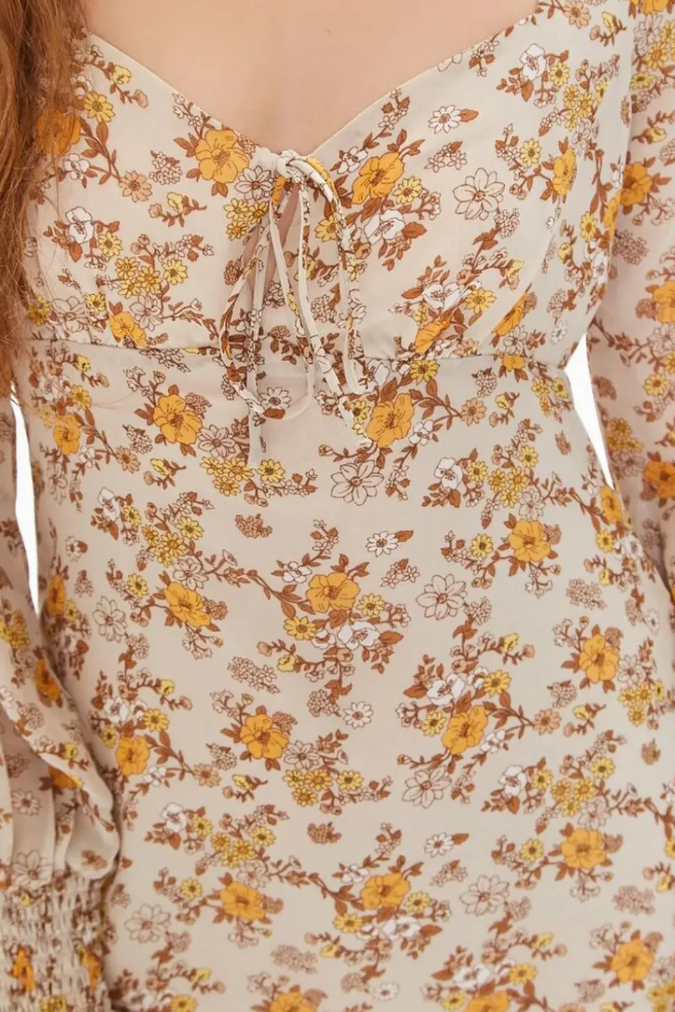 Floral Print Peasant-Sleeve Dress