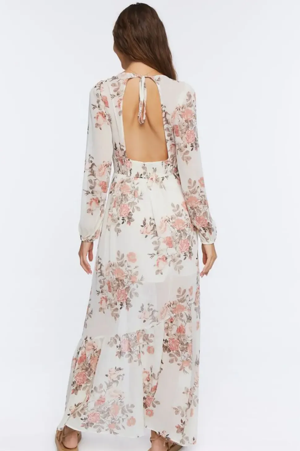 Floral Print Peasant-Sleeve Maxi Dress