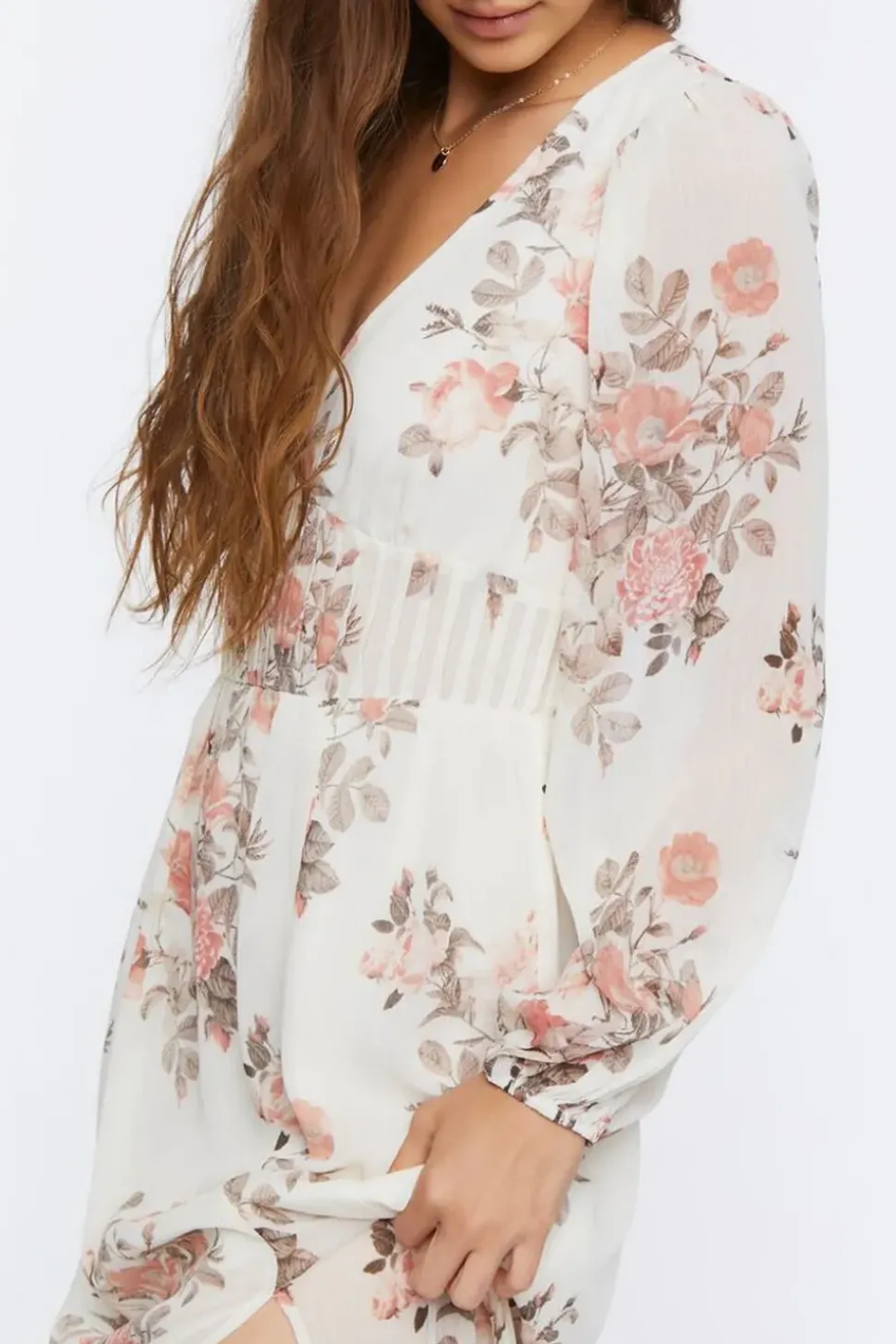 Floral Print Peasant-Sleeve Maxi Dress
