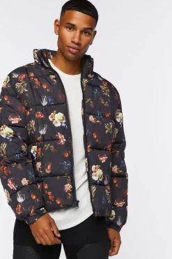 Floral Print Puffer Jacket