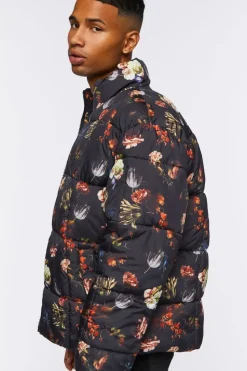 Floral Print Puffer Jacket