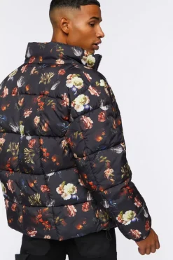 Floral Print Puffer Jacket
