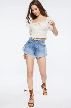 Floral Print Puff-Sleeve Crop Top