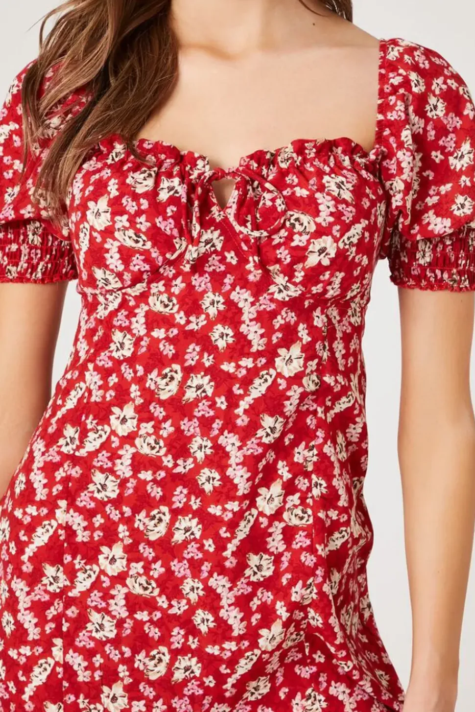 Floral Print Puff-Sleeve Mini Dress