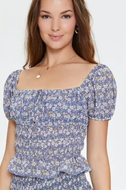 Floral Print Puff-Sleeve Top