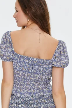 Floral Print Puff-Sleeve Top