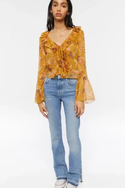 Floral Print Ruffled Flounce Top