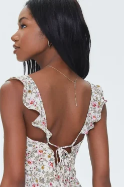 Floral Print Ruffle-Trim Romper