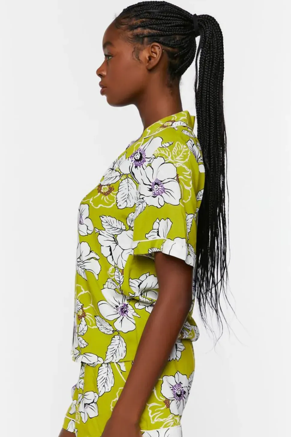 Floral Print Shirt & Shorts Pajama Set