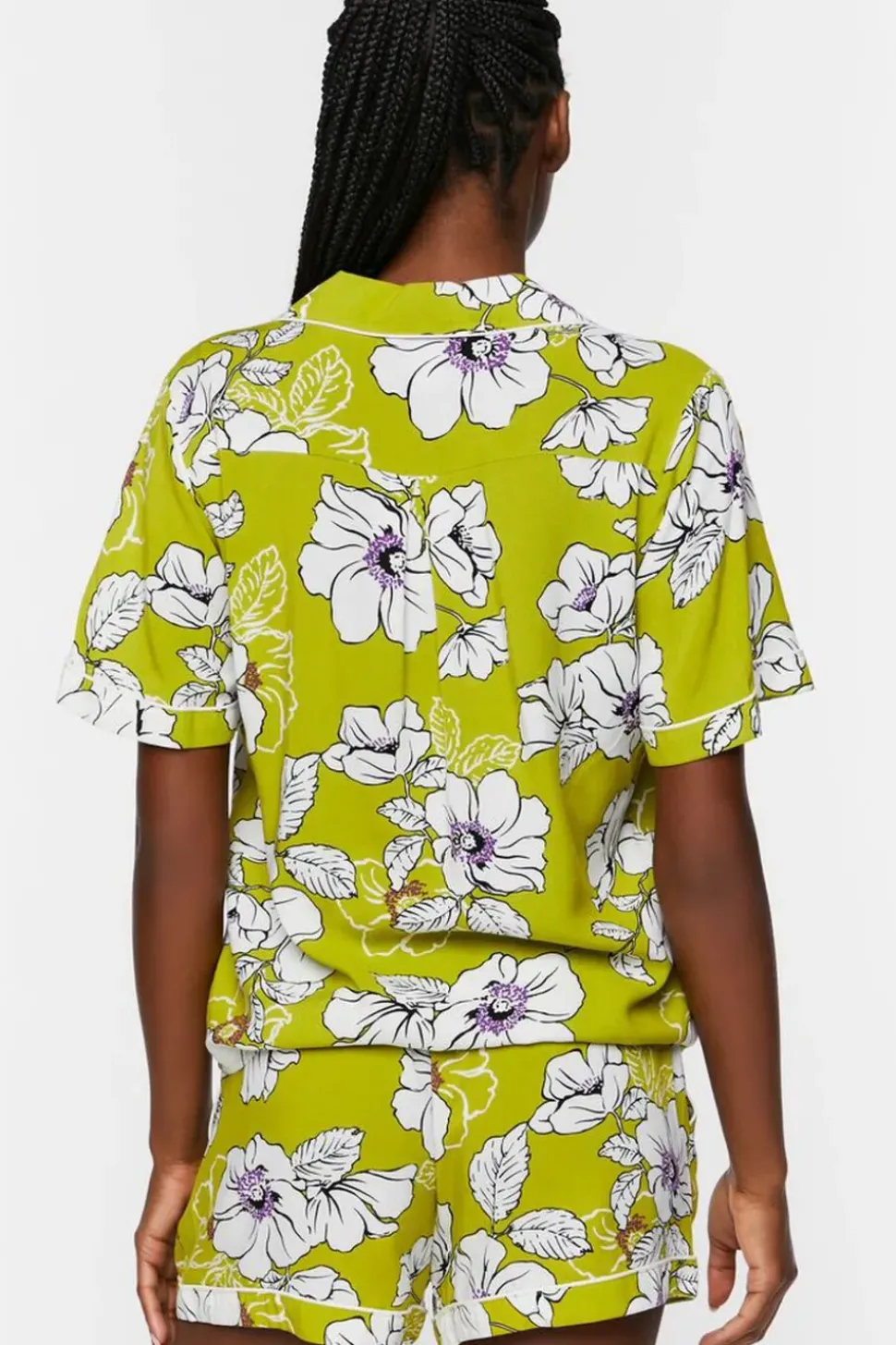 Floral Print Shirt & Shorts Pajama Set