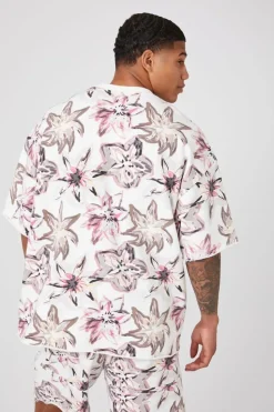 Floral Print Short-Sleeve Pullover
