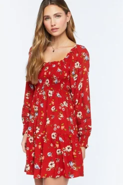 Floral Print Smocked Babydoll Dress