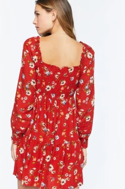Floral Print Smocked Babydoll Dress
