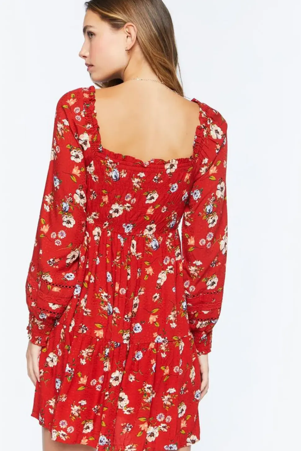 Floral Print Smocked Babydoll Dress