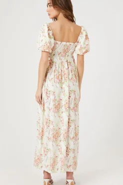 Floral Print Smocked Maxi Dress