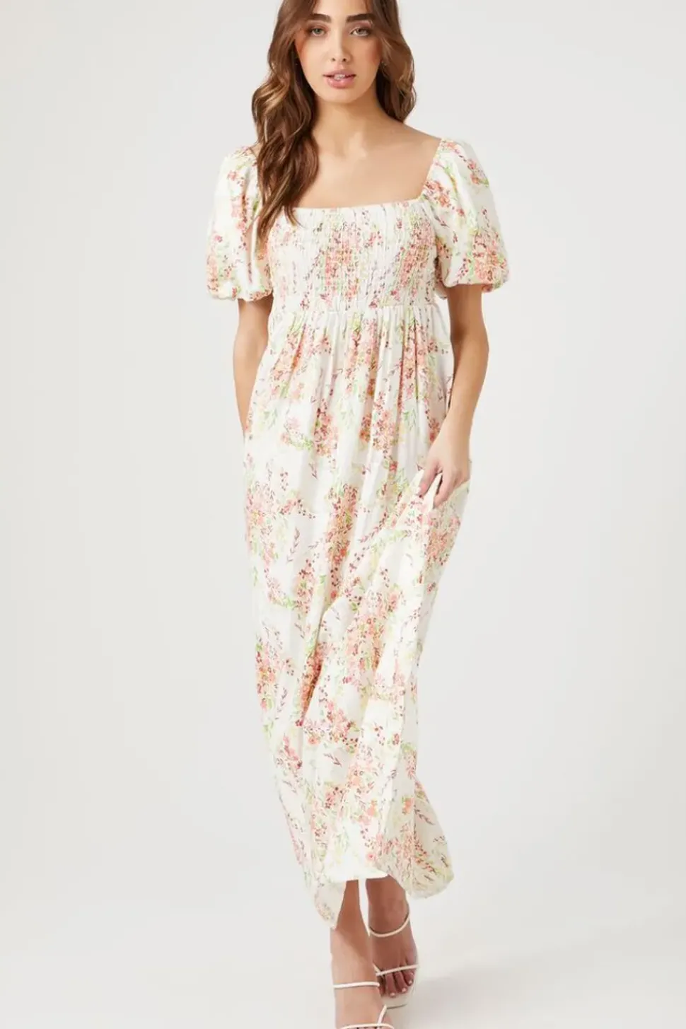 Floral Print Smocked Maxi Dress
