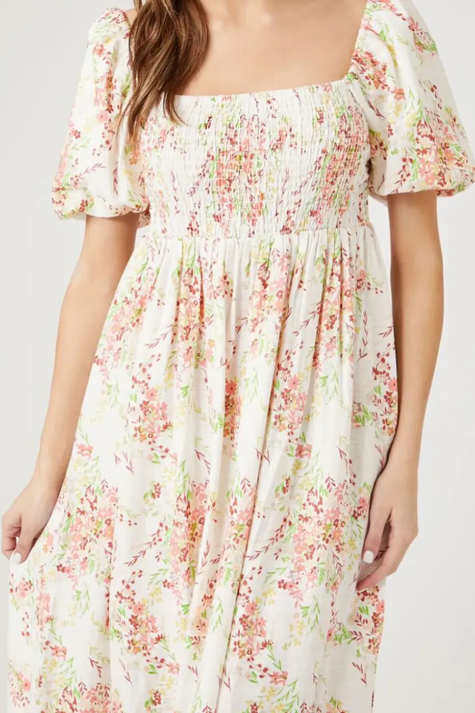 Floral Print Smocked Maxi Dress