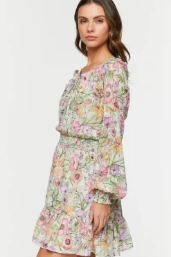 Floral Print Smocked Mini Dress