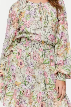 Floral Print Smocked Mini Dress