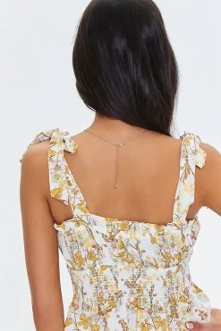 Floral Print Smocked Ruffled Top