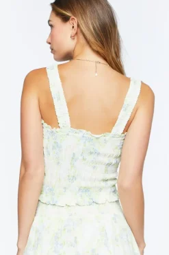 Floral Print Smocked Tank Top