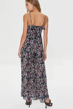 Floral Print Sweetheart Maxi Dress