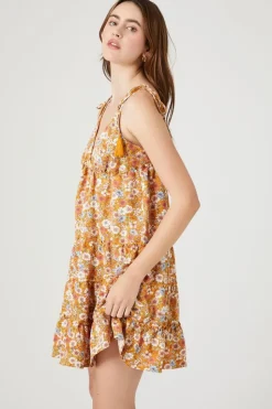Floral Print Tassel Mini Dress