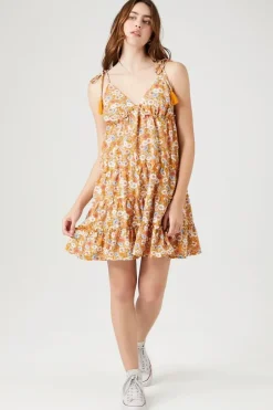 Floral Print Tassel Mini Dress