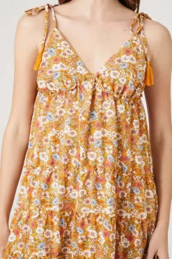 Floral Print Tassel Mini Dress