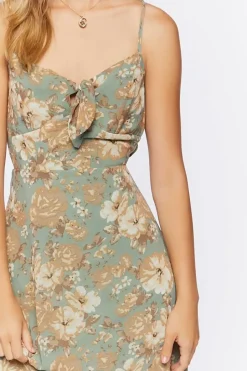 Floral Print Tie-Front Midi Dress