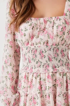 Floral Print Tiered Mini Dress